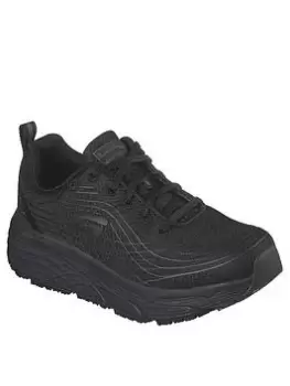 Image of Skechers Haptic Printed Lace Up Max Cushioning Slip Resistant Outsole Trainer Black, Size 5, Women