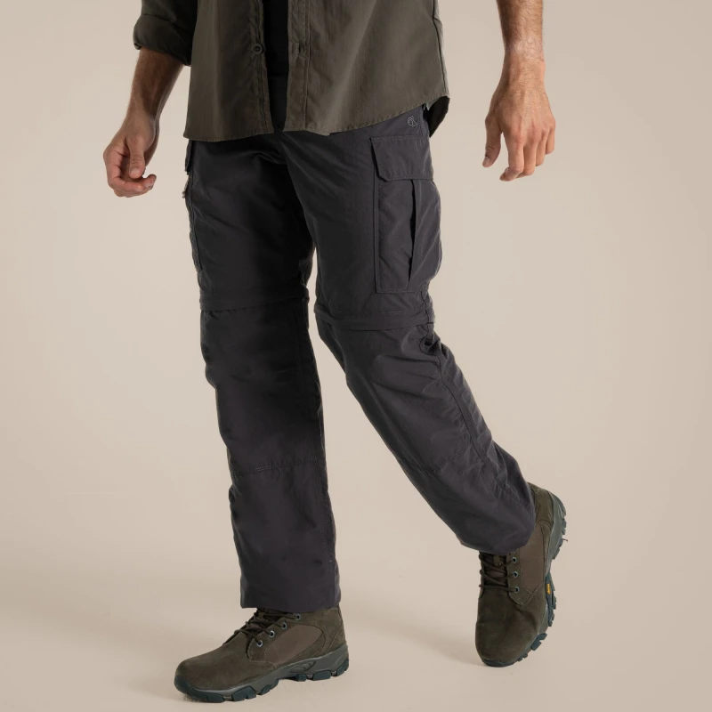 Image of Craghoppers Craghoppers Men NosiLife Pro Insect-Repellent Odour Elimination Zip-Off Cargo Trouser in Dark Grey Size: 38R Dark Grey 38R Male 50632600