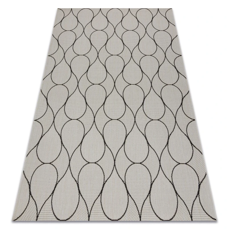 Image of RugsX Carpet Sisal Flat 49379960 Drops Cream / Black 120X170 Cm