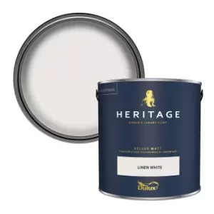 Image of Dulux Heritage Velvet Matt Linen White Matt Emulsion Paint 2.5L