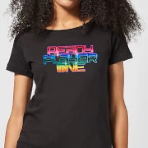 image of Ready Player One Rainbow Logo Womens T-Shirt - Black