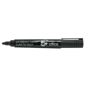 image of 5 Star Office Permanent Marker XyleneToluene free Smearproof Bullet Tip 2mm Line Black Pack of 12