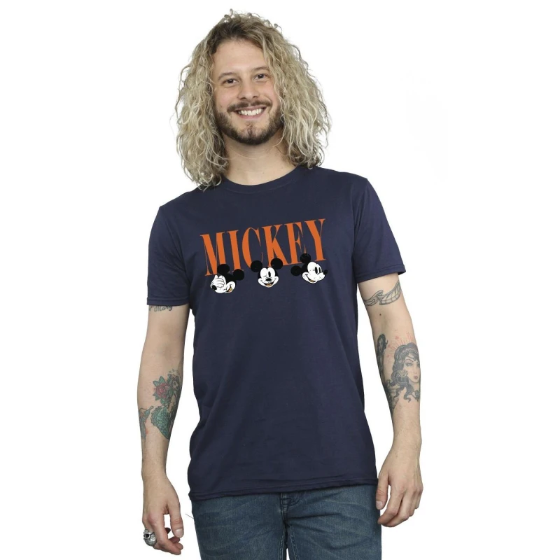 Image of Disney Men Mickey Mouse Faces T-Shirt in Navy Size: Small Navy S Male 5063153623750