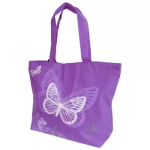 Image of FLOSO Womens/Ladies Floral Butterfly Design Handbag (One Size) (Purple)