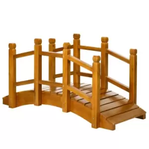 Image of Outsunny Wooden Garden Bridge with Safety Railings, Arc Footbridge for Pond Backyard Stream, Brown