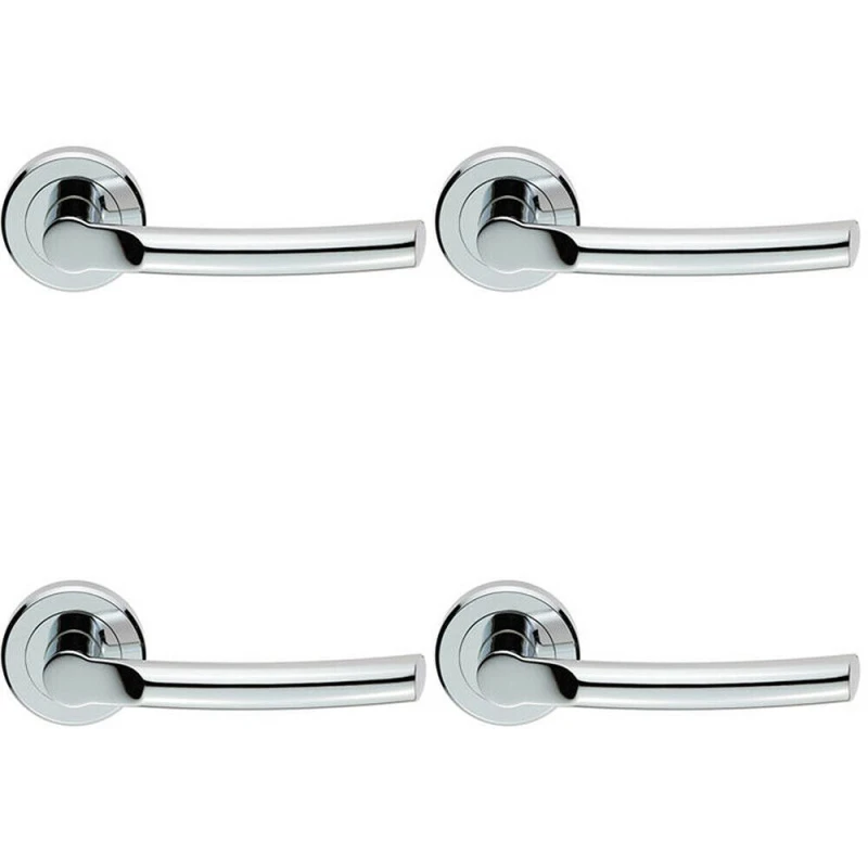 Image of Loops 4x PAIR Curved Round Bar Handle on Round Rose Concealed Fix Polished Chrome Multi