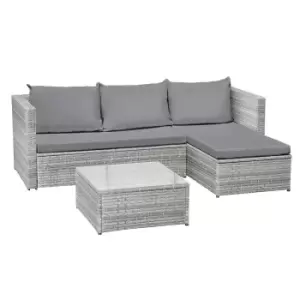 image of Oseasons Corfu Rattan 3 Seat Chaise Lounge Set In Dove Grey