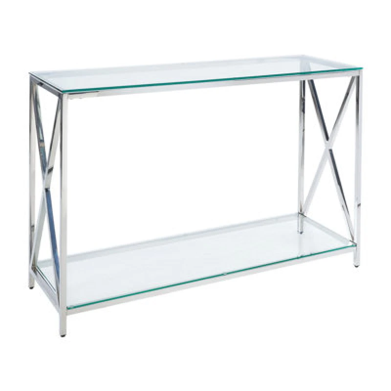 Image of Beliani Console Table Audet Tempered Glass Silver