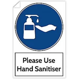 Image of Trodat Health and Safety Sticker Please use hand sanitiser PVC 20 x 30cm Pack of 3