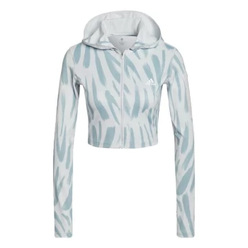 Image of adidas Run Icon Allover Print Long-Sleeve Top Running Lon - Grey