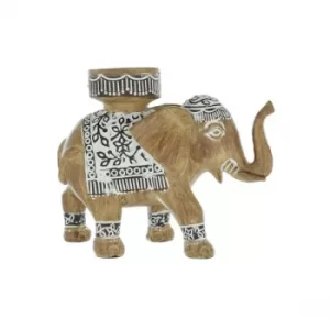 image of Elephant Candle Holder Brown 16cm