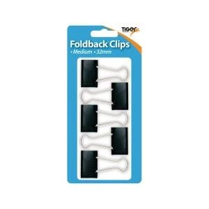 image of Tiger Medium Fold Back Clips Pack of 60 302005