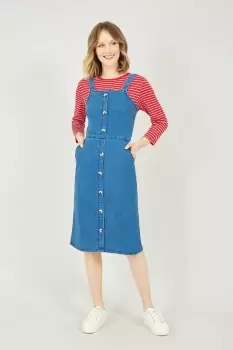 Image of Blue Denim Pinafore Dress