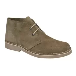 Image of Roamers Mens Real Suede Round Toe Unlined Desert Boots (10 UK) (Khaki)
