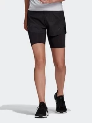 Image of adidas Run Fast Two-in-one Shorts, Black Size XS Women