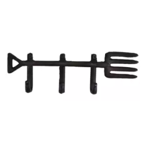 Image of Rustic Cast Iron Wall Hooks Garden Fork Design With 3 Hooks