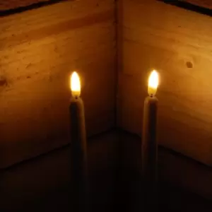 Image of 27.5cm 2pc Taper Candles with real flame effect LED technology