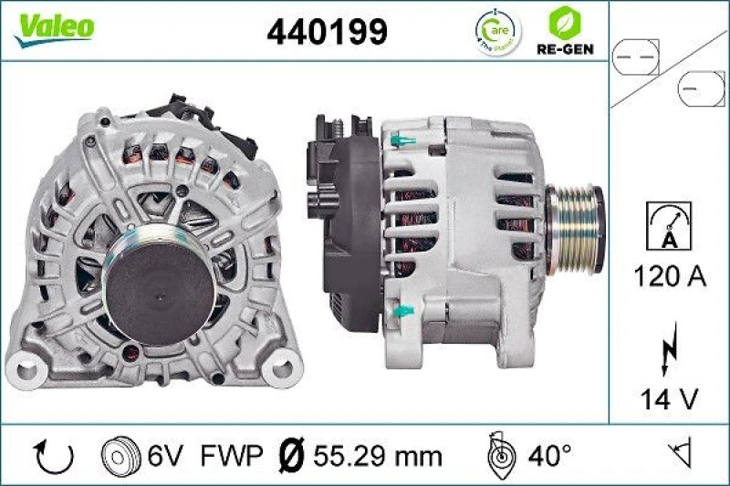 Image of VALEO 440199 Generator Alternator Charging Current: 120A, Voltage: 14V, REMANUFACTURED PREMIUM Alternator (4)