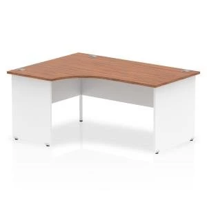 Image of Trexus Desk Crescent Left Hand Panel End 1600x800mm Walnut Top White
