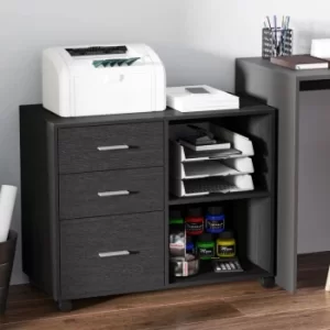 Image of HOMCOM Particle Board Rolling Storage Cabinet Black