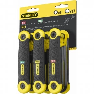 image of Stanley 25 Piece Folding Torx Hexagon Allen Key Set