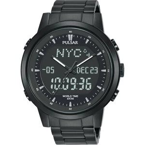 Image of Pulsar PZ4061X1 Mens Black Sports World Timer 100M Watch