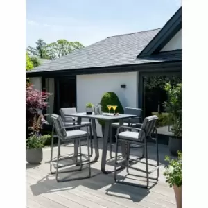 Image of Handpicked Babingley Outdoor Bar Table With 4 Stool Chairs - Anthracite Grey