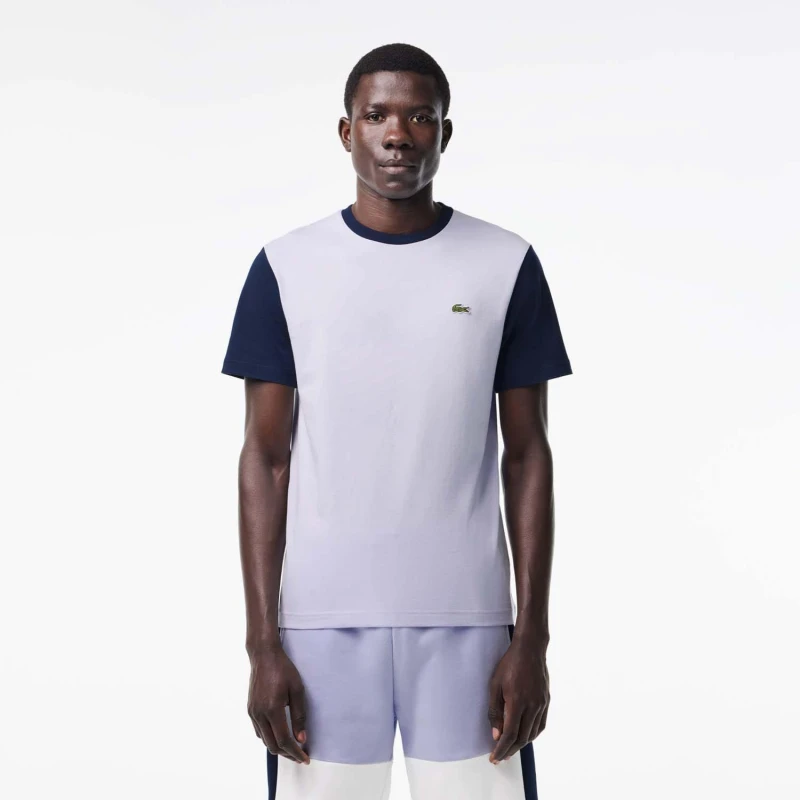Image of Lacoste Regular Fit Colourblock Jersey T-Shirt - Blue Blue M