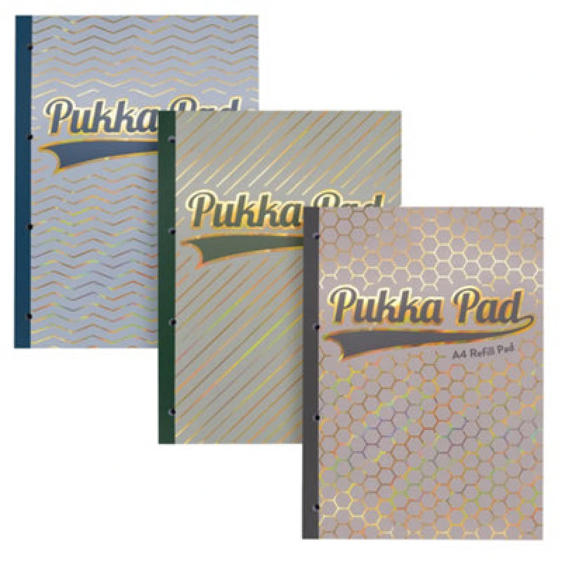 Image of ValueX Pukka Haze Refill Pad A4 300 Ruled Pages With Margin 4 Hole Punched Sidebound Assorted Colours (Pack 3 - 9877(AST)-HZE 9877(AST)-HZE