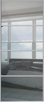 Image of Wickes Sliding Wardrobe Door Silver Framed Four Panel Mirror - 2220 x 914mm