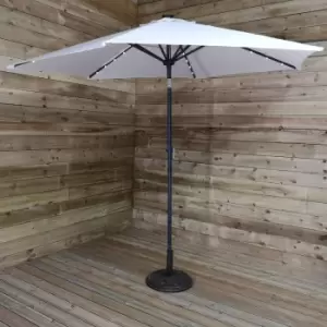 image of Solar Powered Light Up LED Crank Tilt Garden Patio Parasol 270cm Diameter in Cream