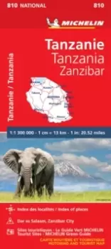 Image of Tanzania & Zanzibar - Michelin National Map 810 : Map