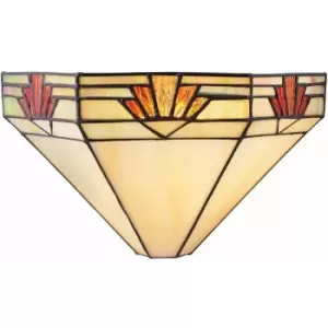 image of Loops - Tiffany Glass Wall Light Rich Cream & Gold Pendant Shade Interior Sconce i00256