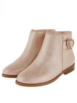 Image of Monsoon Girls Penny Heart Buckle Shimmer Boot - Pink, Size 9 Younger
