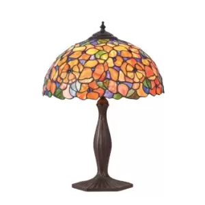 image of Josette 1 Light Medium Table Lamp Dark Bronze, Tiffany Glass, E27