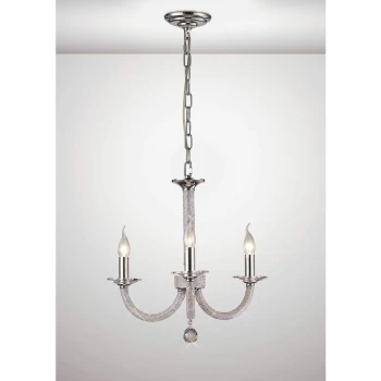 Image of Elena pendant light 3 bulbs polished chrome / crystal