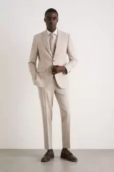 Image of Mens Skinny Fit Neutral Semi Plain Suit Trousers