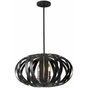 Image of Loops - 4 Bulb Chandelier Hanging Pendant LIght Textured Black LED E14 40W Bulb