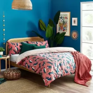 Image of Furn Kitta Cats Duvet Cover Set (Double) (Pink/Watermelon) - Pink/Watermelon