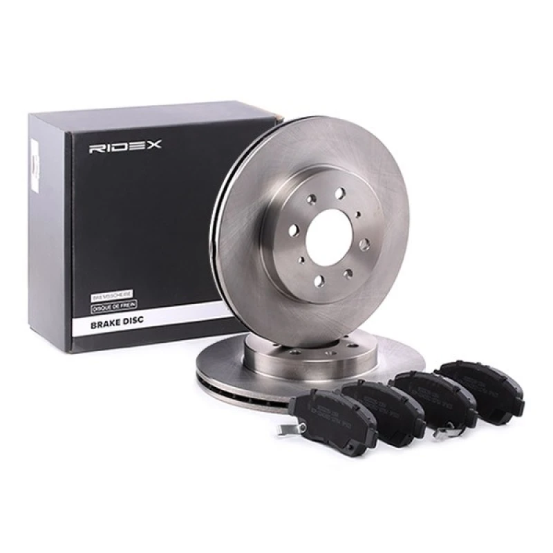 Image of RIDEX 3405B0088 Brake disc and pads set Front Axle, Brake Disc Type: Vented Brake Set,disc brakes (3405)