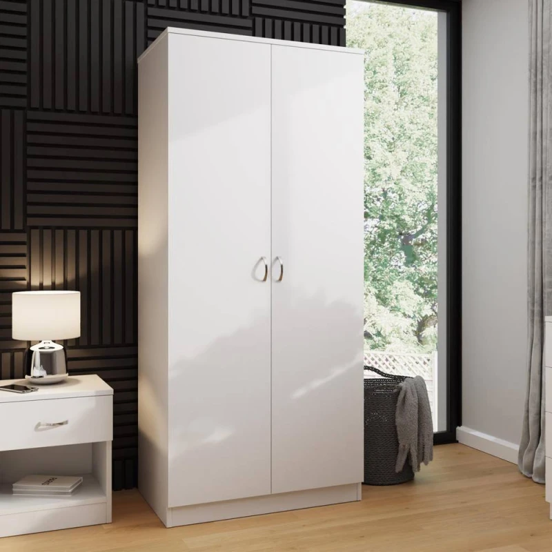 Image of FWStyle FWStyle Promo 2 Door Double Wardrobe White White One Size Unisex 5056413133038