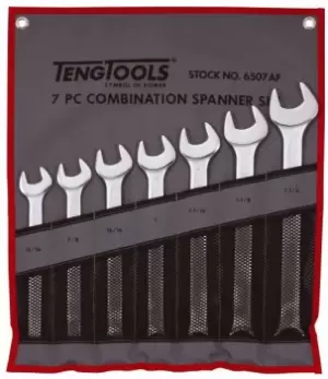 Image of Teng Tools 6507AF 7 Piece Imperial Combination Spanner Set in Tool Roll