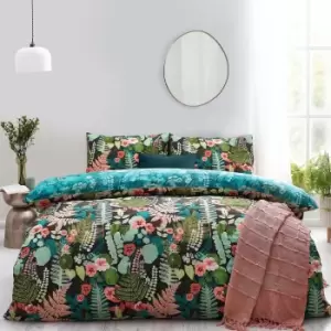 Image of Secret Garden Reversible Duvet Cover and Pillowcase Set Green