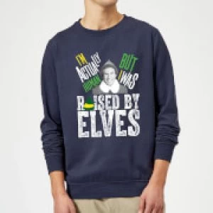 image of Elf Raised By Elves Christmas Sweatshirt - Navy - 3XL