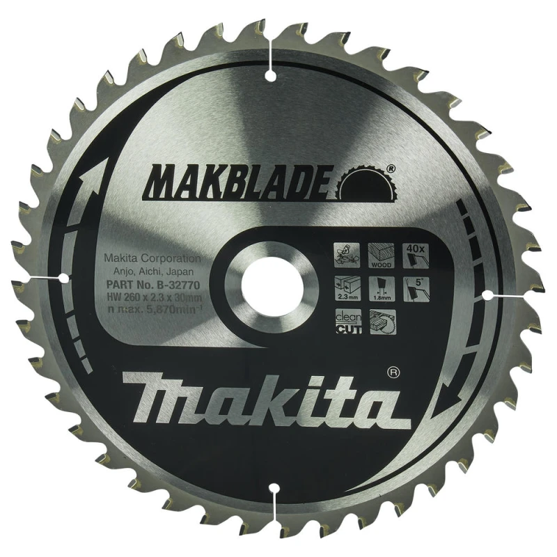 Image of Makita MAKBLADE Circular Saw Blade for Wood Cutting B-32770 Diameter: 260mm