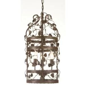 image of Linea Verdace Michelan 3 Light Wire Frame Pendant Ceiling Light Rust