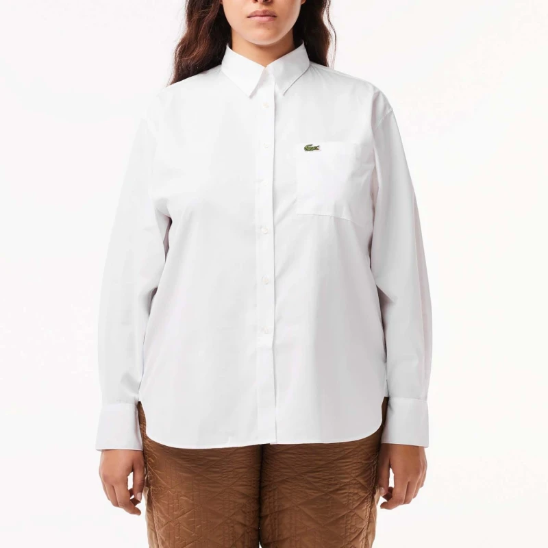 Image of Lacoste Oversized Shirt With Brest Pocket - White White 10