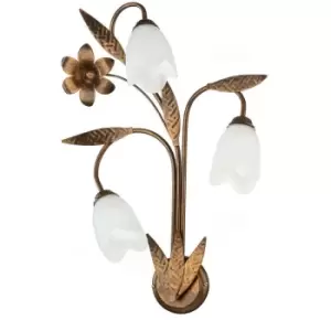 image of Onli Sonia Flower Design Wall Lamp, Glass Shades, 3x E14