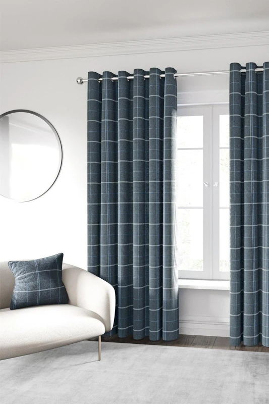 Image of Helena Springfield Helena Springfield 'Harper' Woven Lined Curtains in Dark Navy Size: 167cm width x 183cm drop Dark Navy 167cm width x 183cm drop U