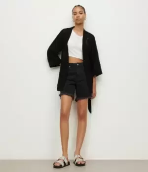 Image of AllSaints Womens Carina Ossia Embroidered Kimono, Black, Size: 10